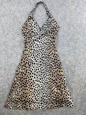Mayle Animal Print Halter Dress Size 4 Silk Lined Leopard Party
